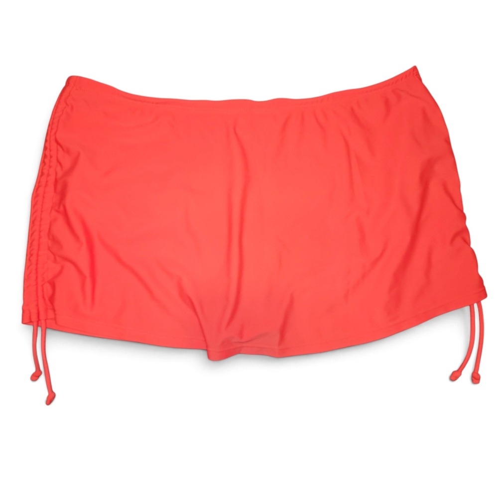 Swim by Cacique Skirted Bikini Bottom Women Size 14 Coral Good Ruched High Waist